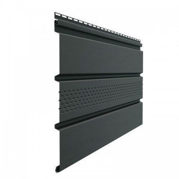 Docke Софит частично перфорированный 3м х 5 шт, серия PREMIUM Графит, площадь 4,6 м2, виниловые сайдинг панели для кровли, подшивка крыши