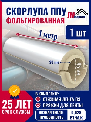 Скорлупа ППУ 45\20 мм., фольга