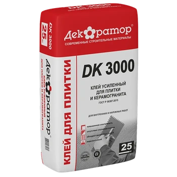 Клей усиленный  для керамической плитки и керамогранита Декоратор DK 3000 25кг